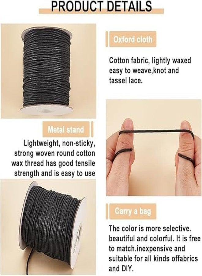 SIJCM Premium Black 1 mm Wax Cotton Cord - 100 Meters Roll for DIY Jewelry Making, Beading, Art & Craft, and Handicrafts (Black, 1 MM) - Image 5
